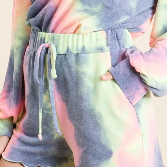 BiBi Tie Dye French Terry Shorts and Curly Edge - Picture 8 of 11